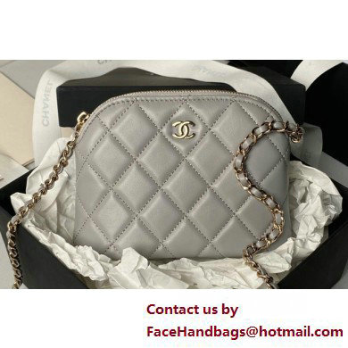 Chanel Lambskin & Gold-Tone Metal Clutch with Chain Bag AP4000 Gray 2025